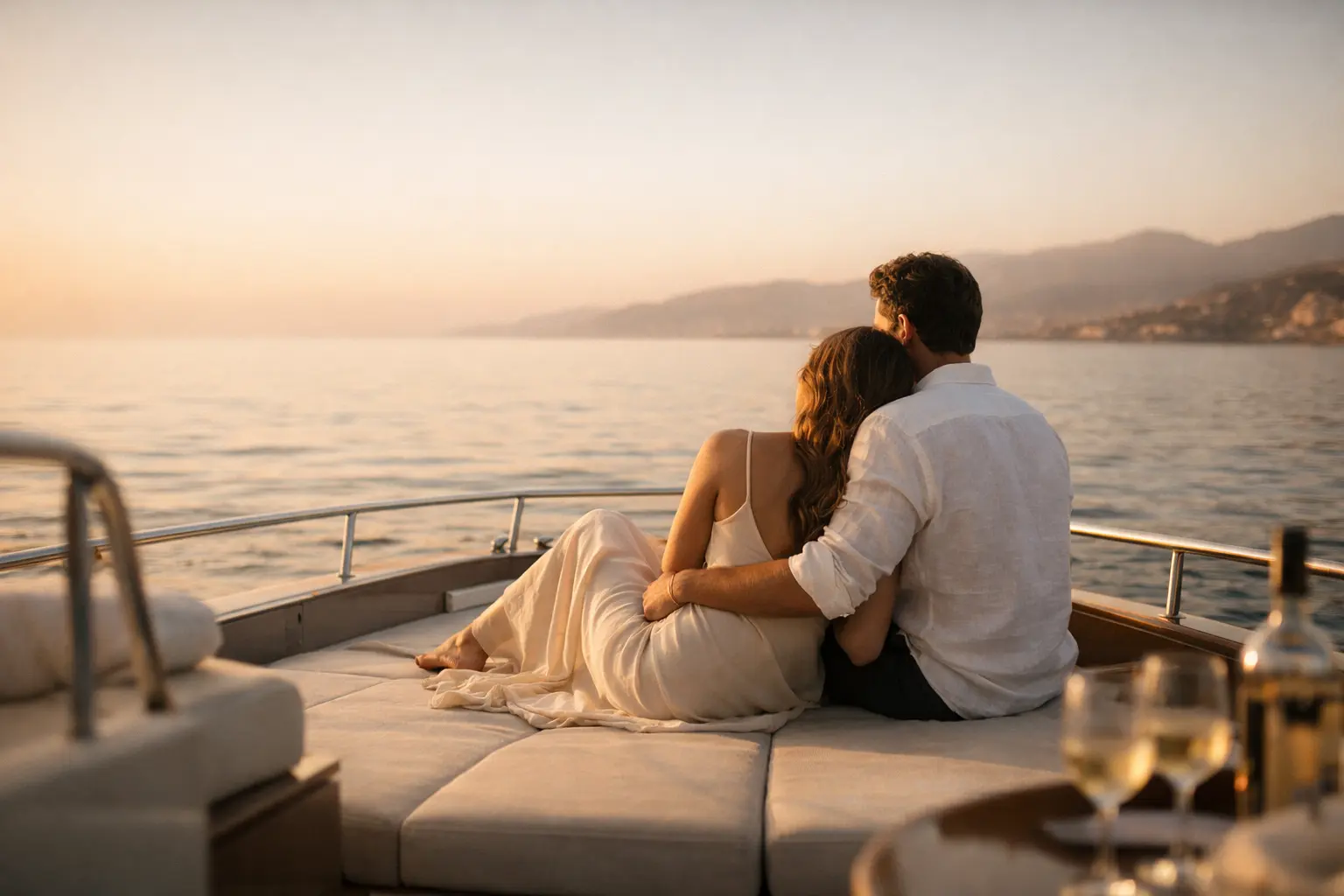 Luxury couple cruise at sea